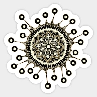 Virus Mandala (Inverted Yellow) Sticker